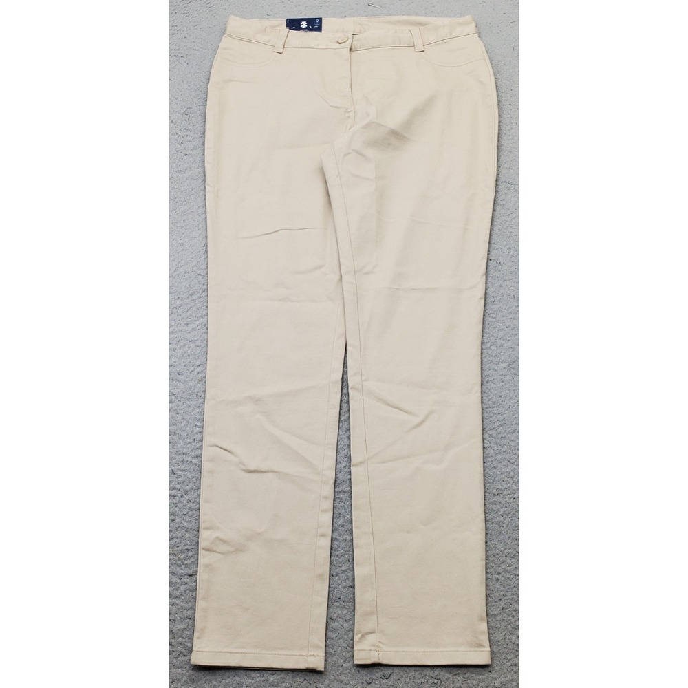 IZOD Chino Pants Womens 11 Tan Stretch Flat Front Formal Straight Leg Outdoor